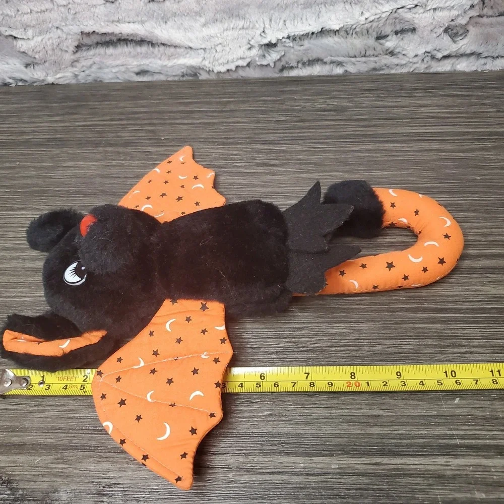 New Design Stuffed Black And Orange Halloween Bat Pattern Wings Kitschy Eyes